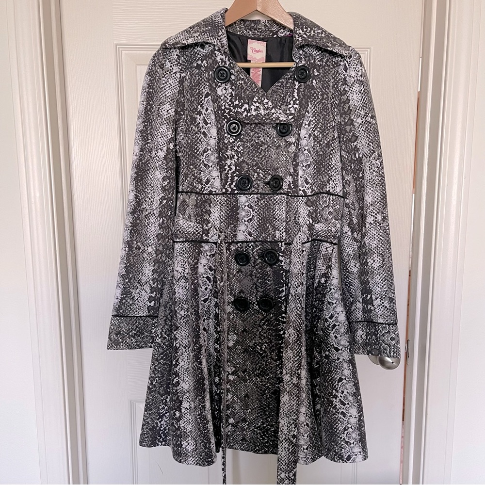 Candie's Grey & White Snakeskin Double Breasted Coat